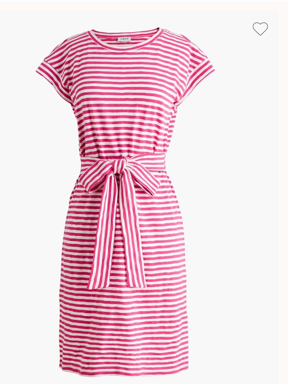 J. crew Striped tie-waist mini dress pink white stripe NEW cotton shirt dress